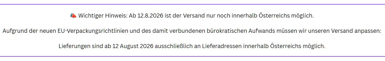 Versand nur AT möglich