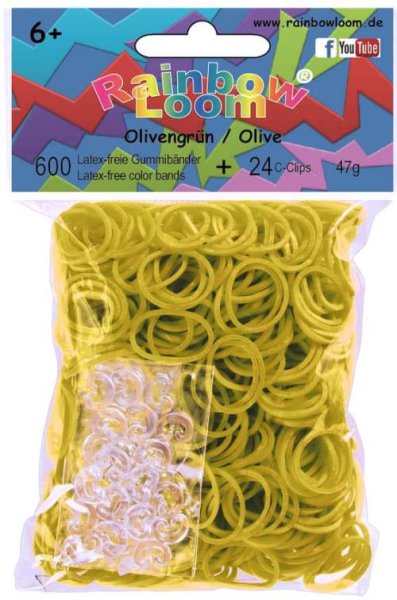 Rainbow Loom® Silikonbänder Olivenengrün / Olive 600TLG