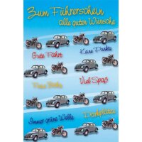 Glückwunschkarte Auto/Motorrad Führerschein 2...