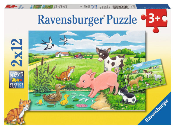 Ravensburger 07582 Tierkinder auf dem Land 2x12 Teile