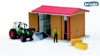 bruder Profi-Serie bworld Maschinenhalle mit Fendt Traktor mit Frontlader, Figur und Zubehör
