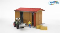 bruder Profi-Serie bworld Maschinenhalle mit Fendt Traktor mit Frontlader, Figur und Zubehör