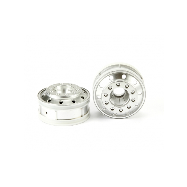Tamiya 300056517 - 1:14 Truckfelgen (2) vorne Chrom matt