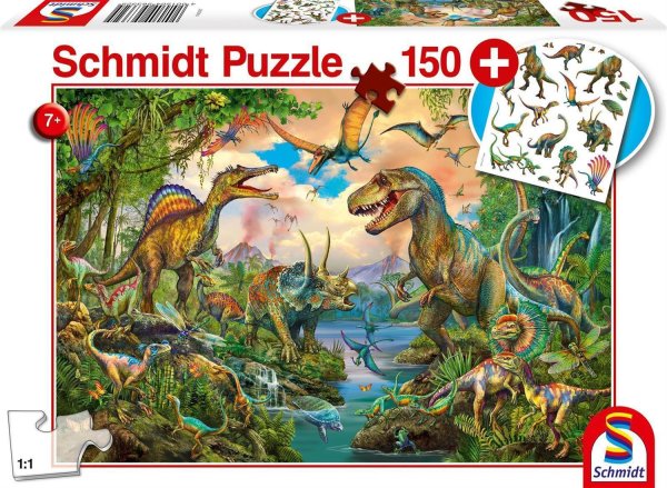 Schmidt Spiele 56332 Wilde Dinos, 150 Teile, mit Add-on (Tattoos Dinosaurier)