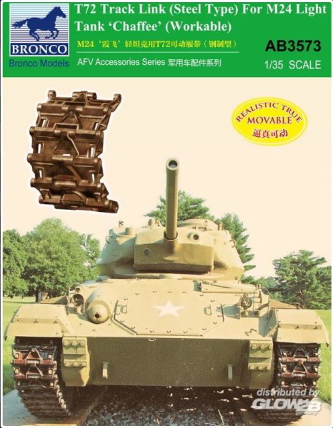 Bronco Models AB3573 - T-72 Track Link(Steel Type)for M24 Light Tank Chaffee (Workable  1:35