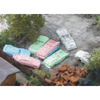 Juweela 28180 - 1:87 Schrottautos (BRD) farbig gemischt, 6x