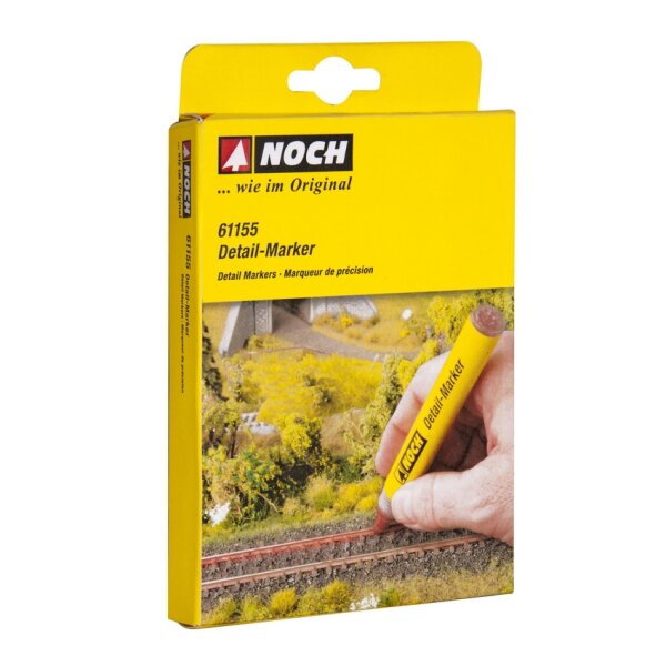 NOCH 61155 Detail-Marker Set mit sechs Farben in der Verpackung für präzise Bemalungen von Modellen, Figuren und Dioramen