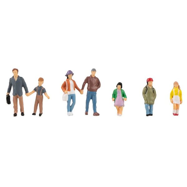 FALLER 151666 Eltern mit Kindern, sieben Figuren zur Gestaltung familiärer Alltagsszenen auf H0-Modellbahnanlagen und Dioramen