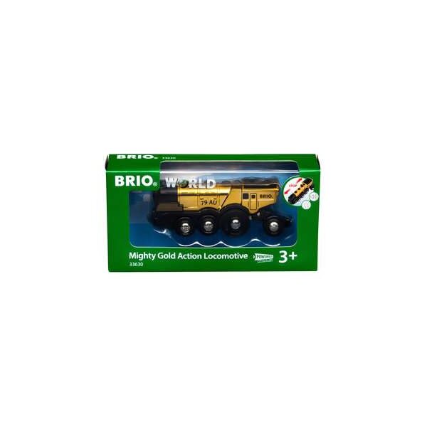 BRIO Goldene Batterielok Modell Holzeisenbahn mit Licht Sound