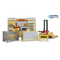 BRUDER 62251 BWORLD DHL PAKETSHOP MIT HANDHUBSTAPLER