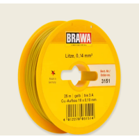 Brawa 3151 Schaltlitze 0,14 mm², 25 m Spule, gelb