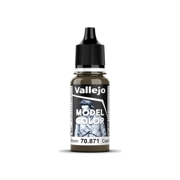 Vallejo Model Color 70.871 Lederbraun Matt Acrylfarbe in der 18 ml Tropfflasche für Modellbau und Tabletop.