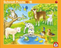 Schmidt Spiele 56789 2erSet RahmenpuzzleTierfreunde 16T/Tierkinder 24T