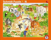 Schmidt Spiele 56790 2erSet Rahmenpuzzle Zoo 16T/Bauernhof 24T