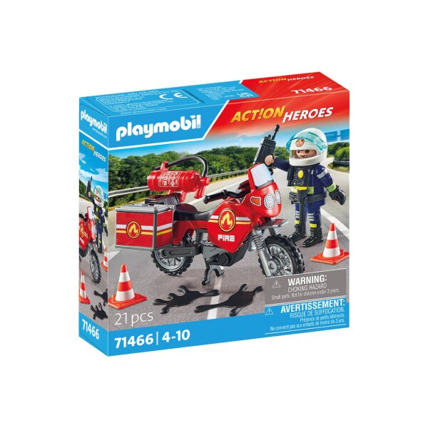 PLAYMOBIL 71466 Action Heroes Feuerwehrmotorrad am Unfallort