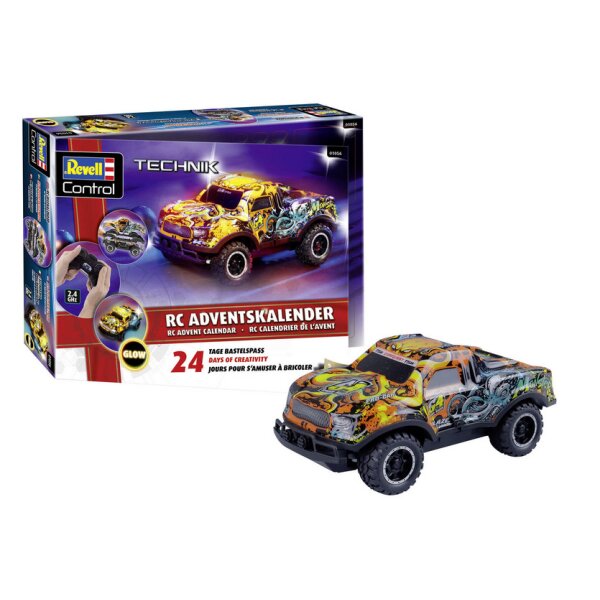 REVELL 01056 RC Adventskalender Christmas Driver im Maßstab 1:22 mit beleuchteter Karosserie, robustem Chassis und Off-Road-Reifen für ferngesteuerten Fahrspaß.