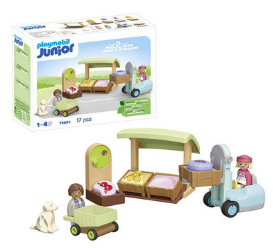 PLAYMOBIL 71691 JUNIOR: Bio-Marktstand & Gabelstapler - Playmobil JUNIOR