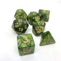 Dice4friends 86051 Würfelset Pearl: Mossgreen/Gold...