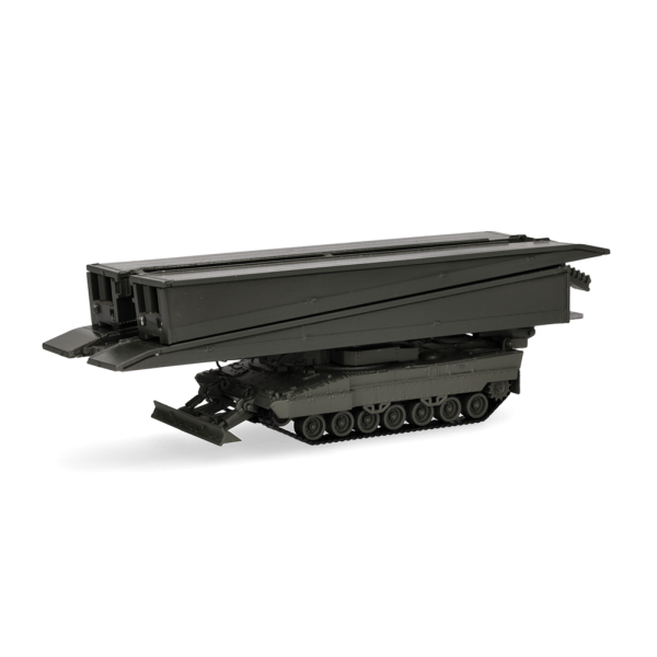 HERPA 746861 Brückenlegepanzer Leguan mit 26-Meter-Brücke als undekoriertes Militärmodell im Maßstab 1:87 auf Basis des Leopard 2.