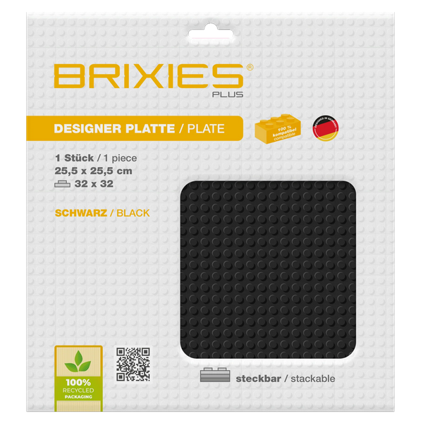 BRIXIES 225012 Plus Basis Platte Schwarz 32 x 32 Noppen