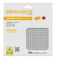 BRIXIES 225016 Plus Basis Platte Hellgrau 20 x 20 Noppen...