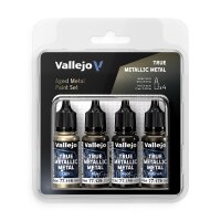 Vallejo 77258 Farb-Set, True Metallic Metal , Gealtertes...