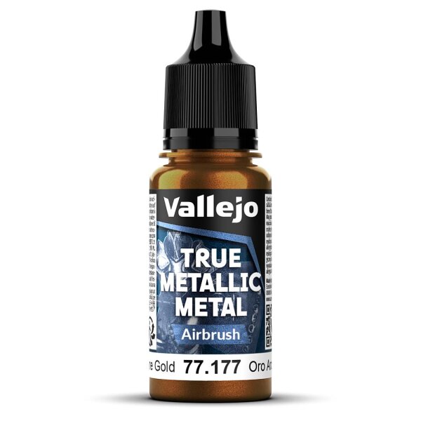 Vallejo 77177 True Metallic Metal Airbrush, Arkanes Gold, 18 ml