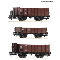 ROCO 6600250 3-tlg. Set: Offene Güterwagen - ÖBB