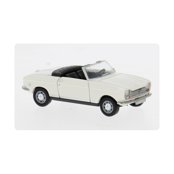 Detailansicht des BREKINA Peugeot 204 Cabriolet 29176 in Weiß als H0-Modellfahrzeug im Maßstab 1:87.
