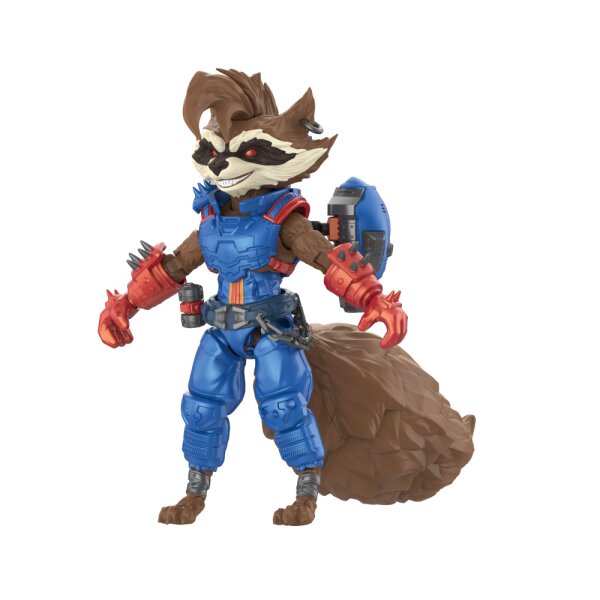 Dickie Toys 201122031 Blokees Marvel Rivals Rocket Raccoon Modellbausatz mit beweglicher Rocket Raccoon Figur, Spezialeffekt-Teilen und Waffenständer.