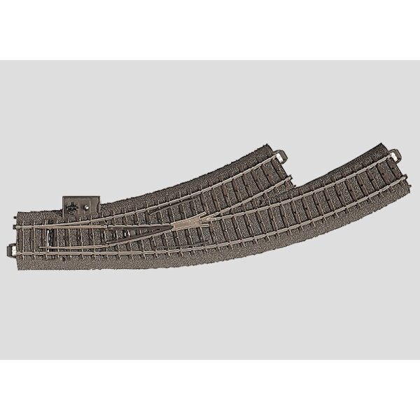 MÄRKLIN 24671 linke Bogenweiche für das C-Gleis-System mit 360 mm Radius vor der Originalverpackung für H0-Modellbahnanlagen.