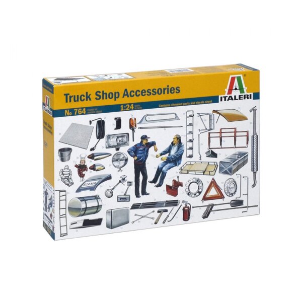 Italeri Truck Shop Accessories 1:24 Verpackung mit Übersicht aller Zubehörteile