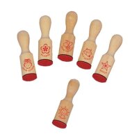 Holz-Lehrerstempel 6-fach sort.